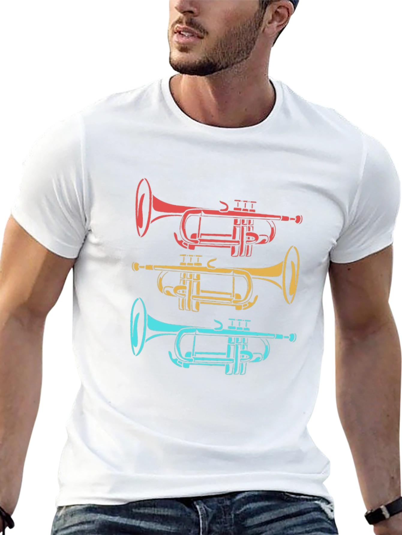 Trumpet Trio Graphic Tee - Cool Music Shirt