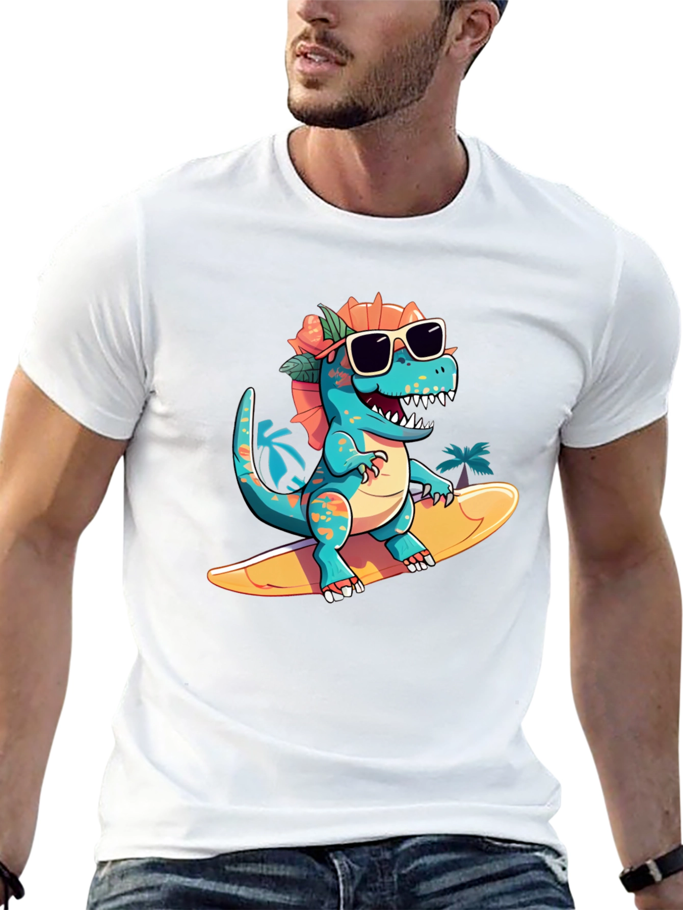 Surfing Dino Tee - Cool Summer Style