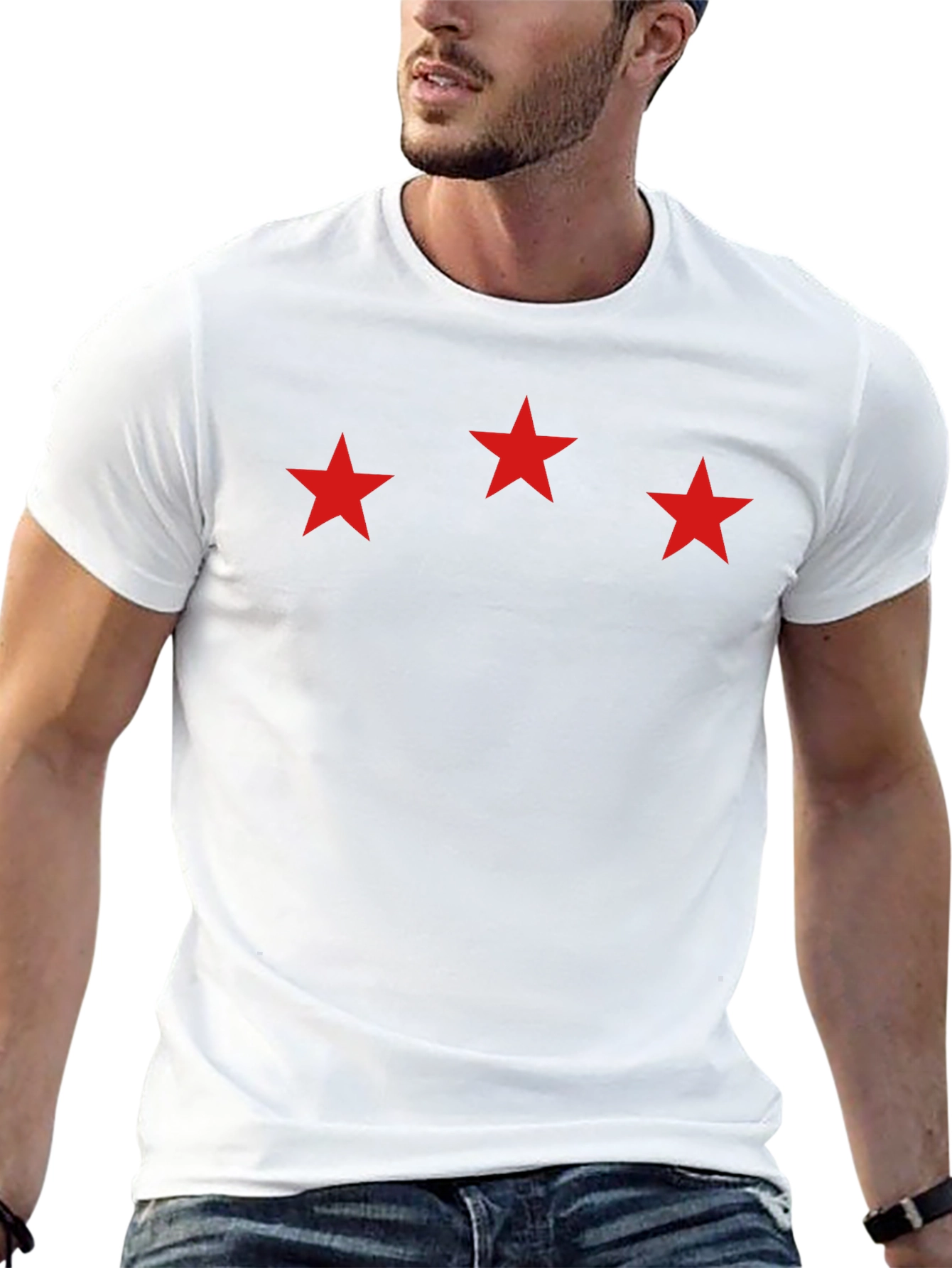 Three Star Graphic Black T-Shirt