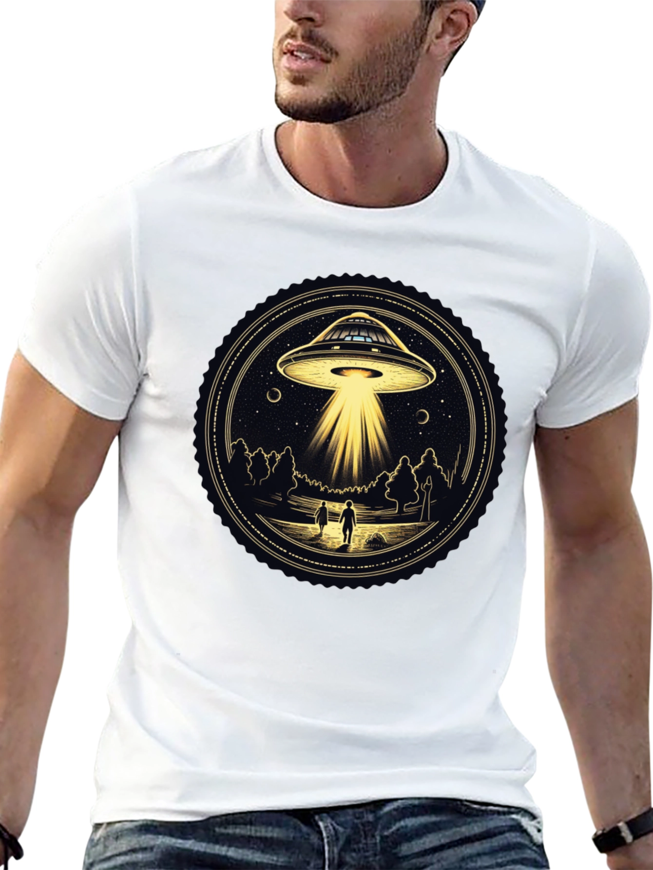 UFO Abduction Graphic Tee - Black