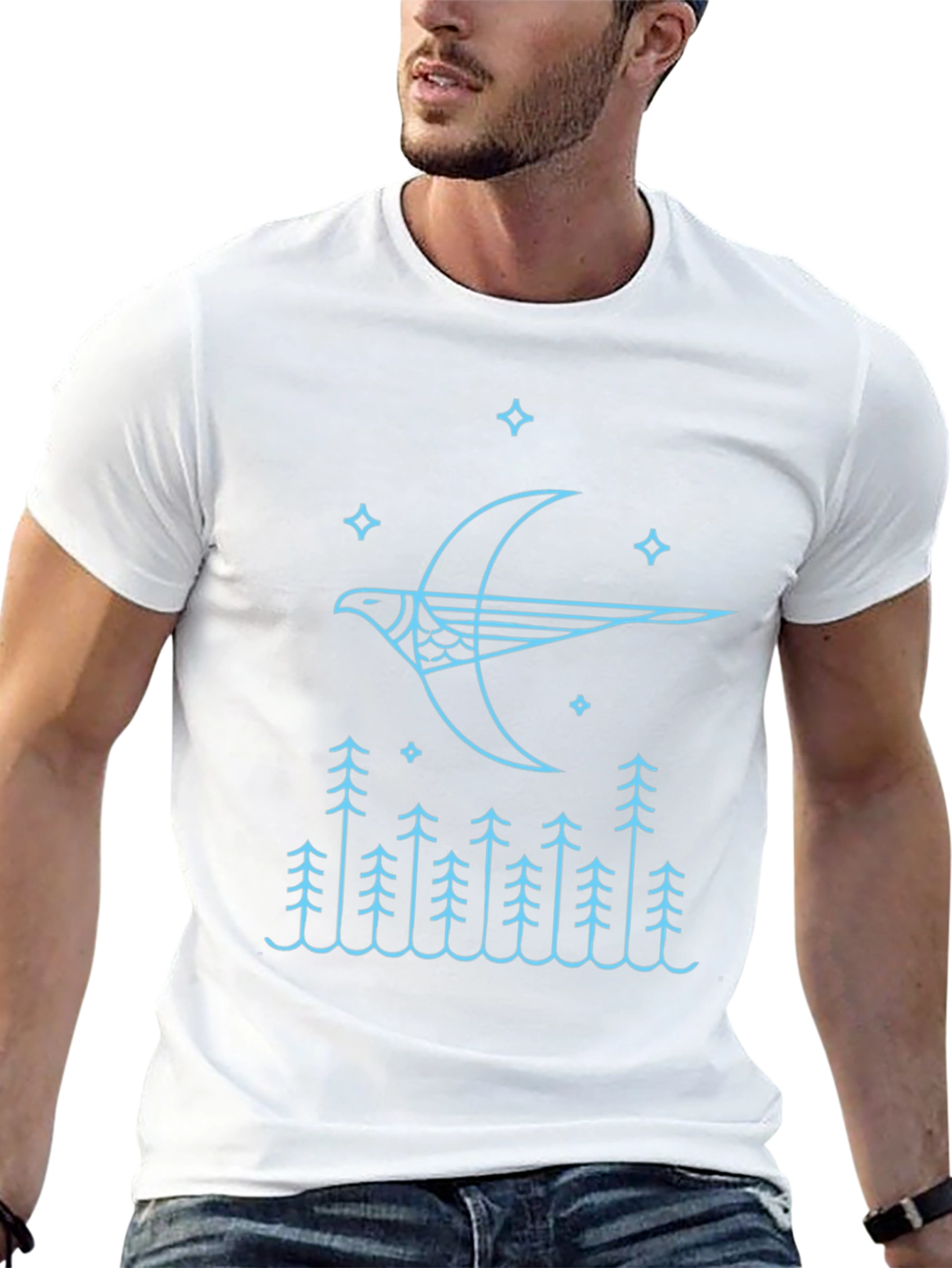 Stylized Bird & Forest Graphic Tee