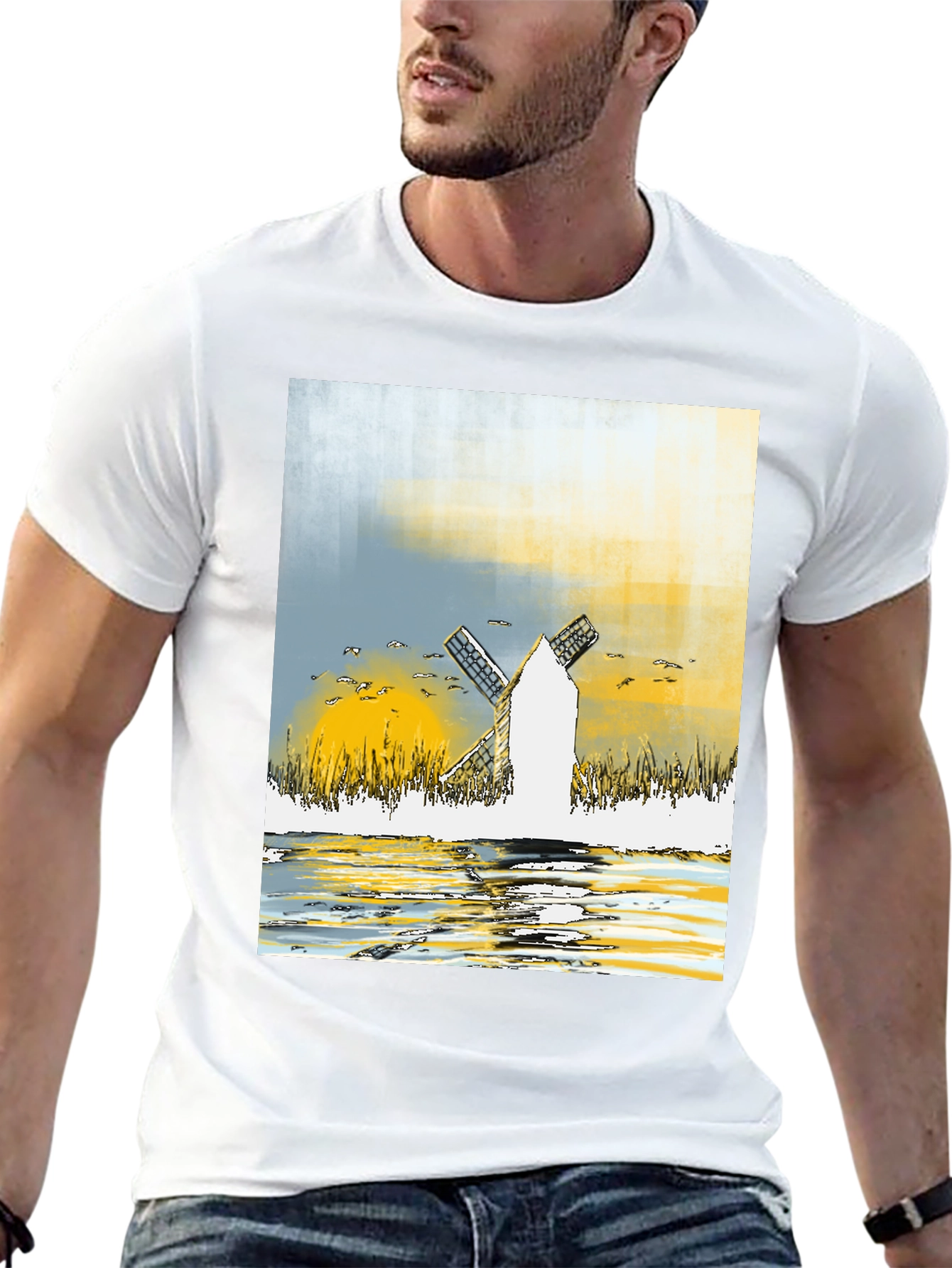 Windmill Graphic Tee - Artistic Design T-Shirt
