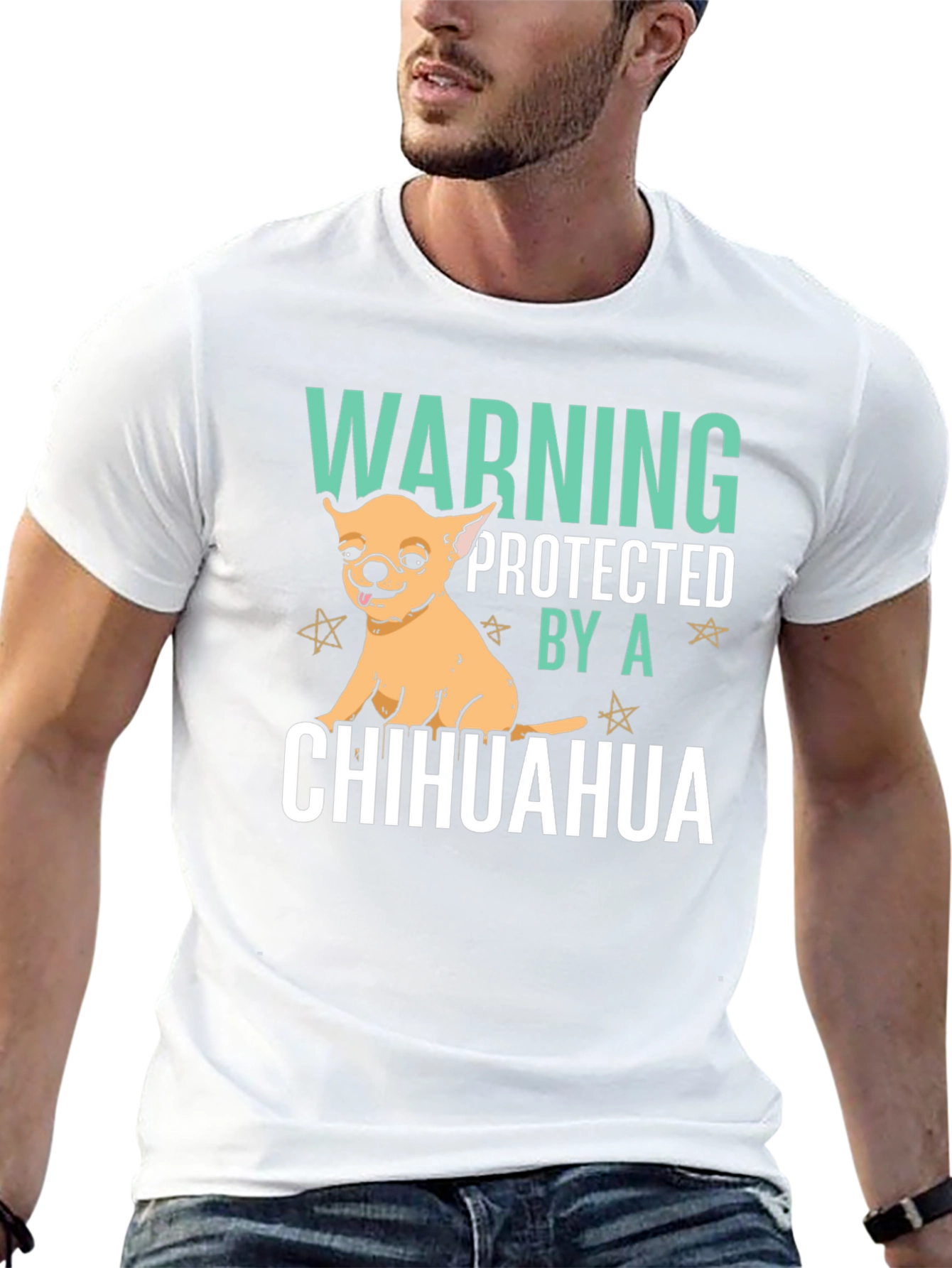 Warning Protected By A Chihuahua Graphic T-Shirt