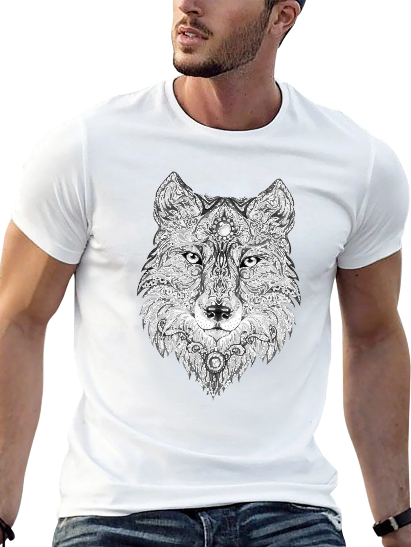 Wolf Graphic Black T-Shirt - Unique Animal Design