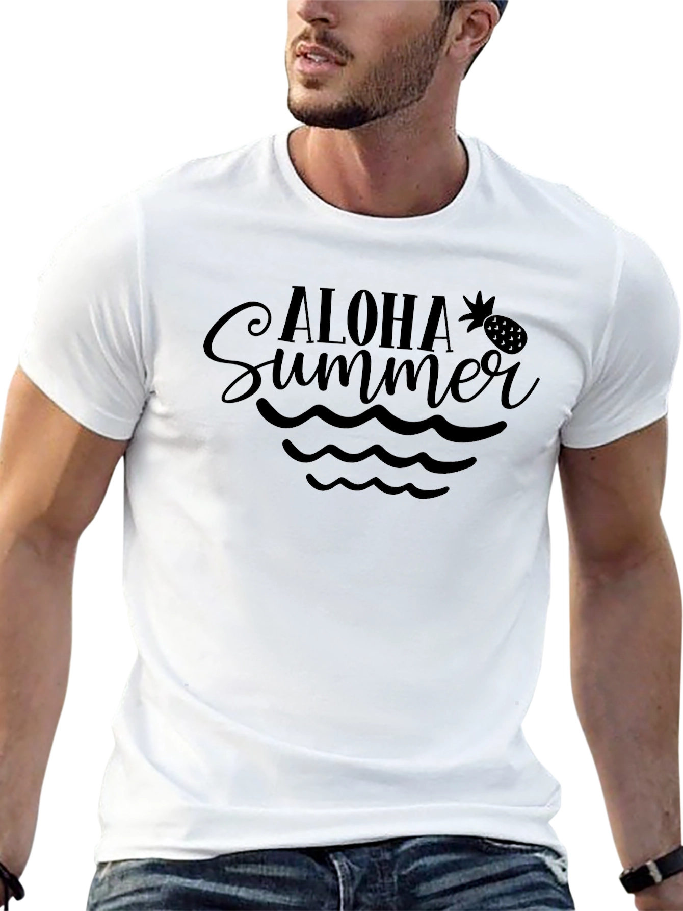 Aloha Summer Graphic Tee - Black Casual Shirt