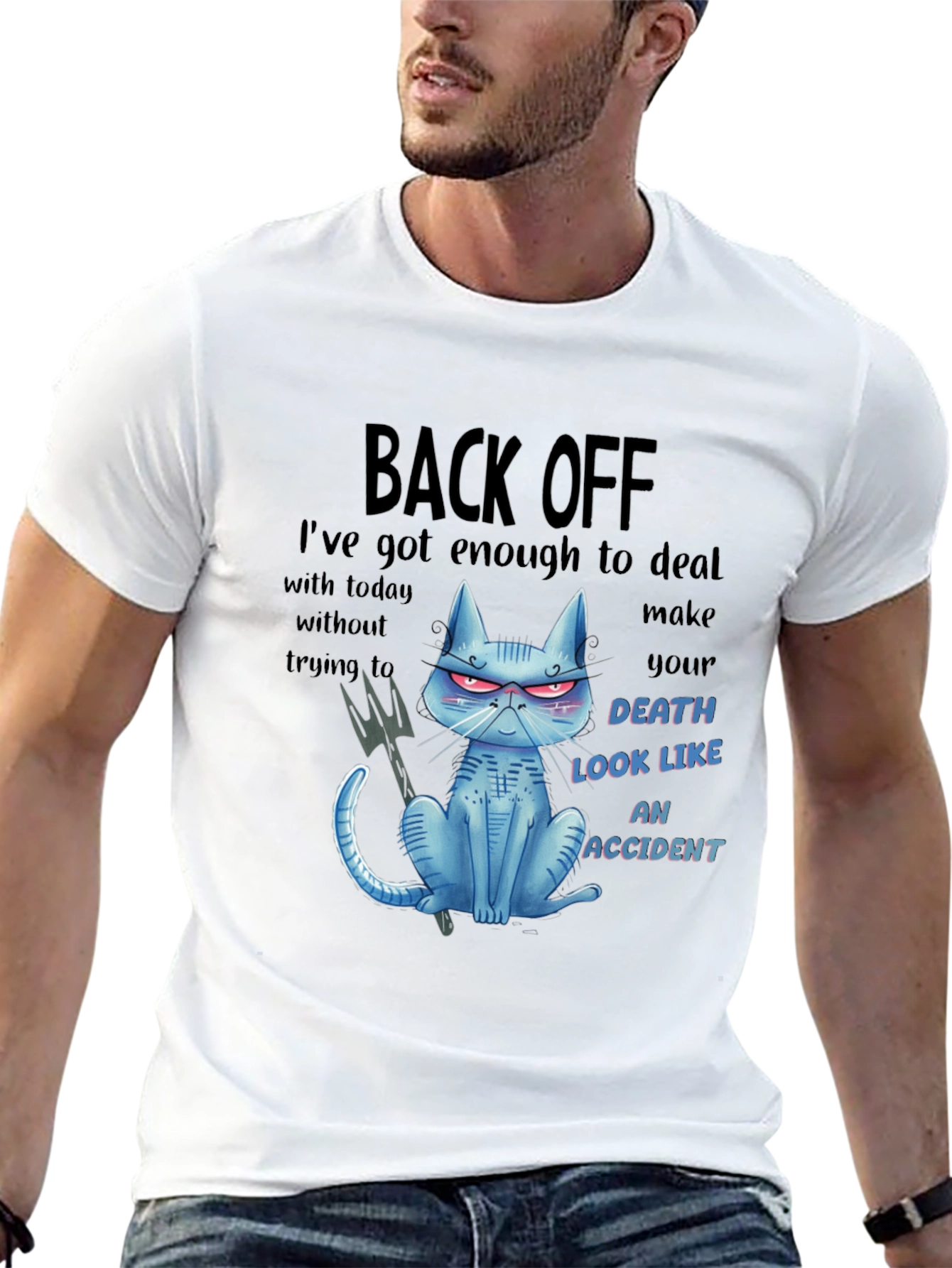 Back Off Cat Graphic T-Shirt - Humor Tee