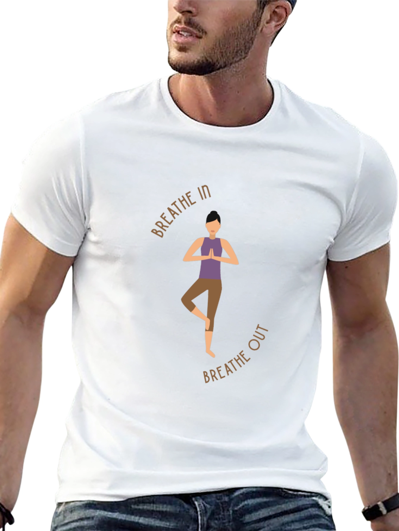 Breathe In Breathe Out Yoga Graphic Black T-Shirt