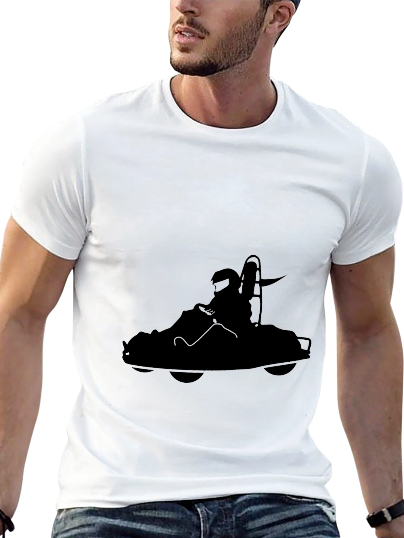 Black Kart Racing Graphic Tee for Men