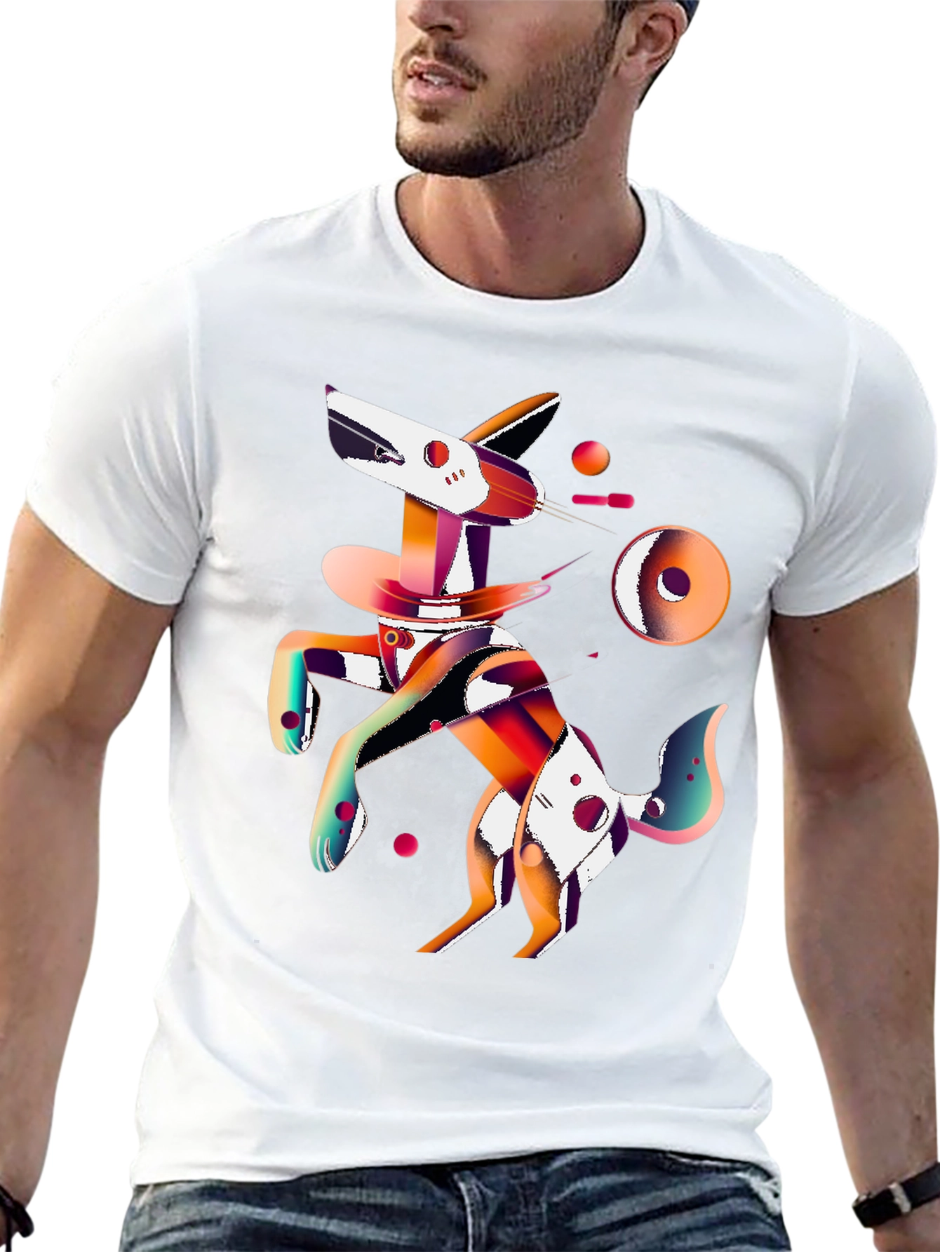 Abstract Dog Graphic Black T-Shirt