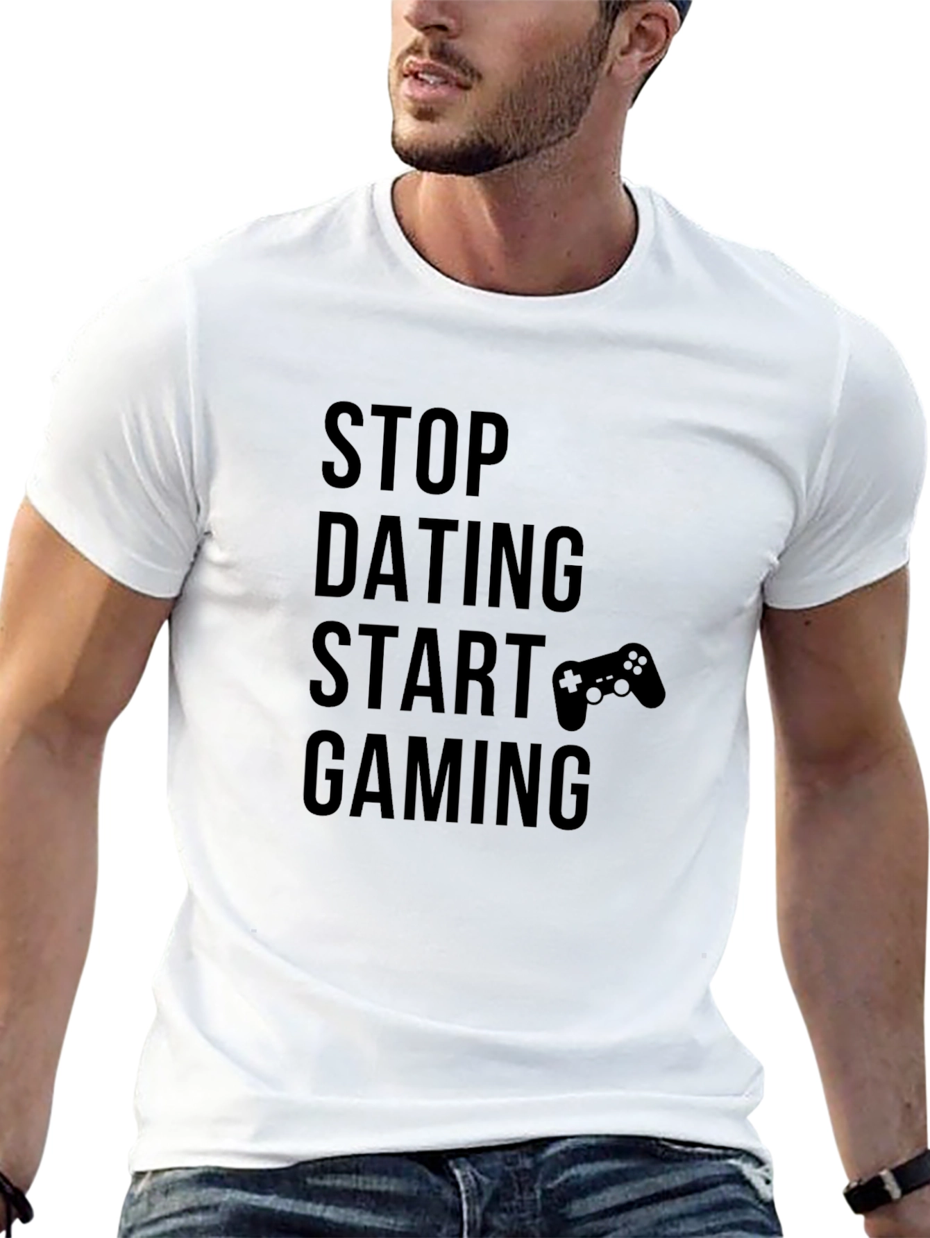 Stop Dating Start Gaming Black T-Shirt