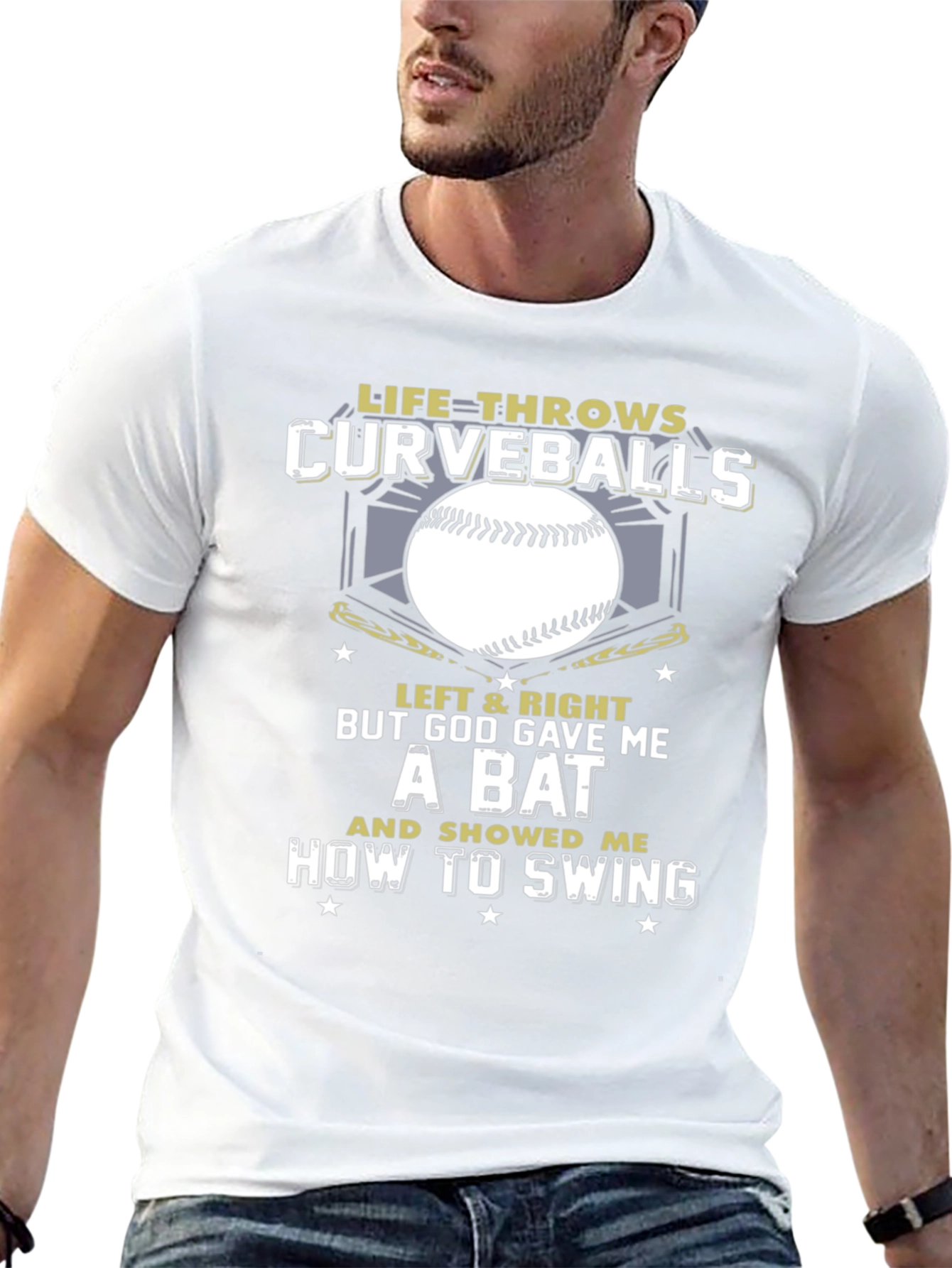 Life Throws Curveballs T-Shirt - Baseball Christian Gift
