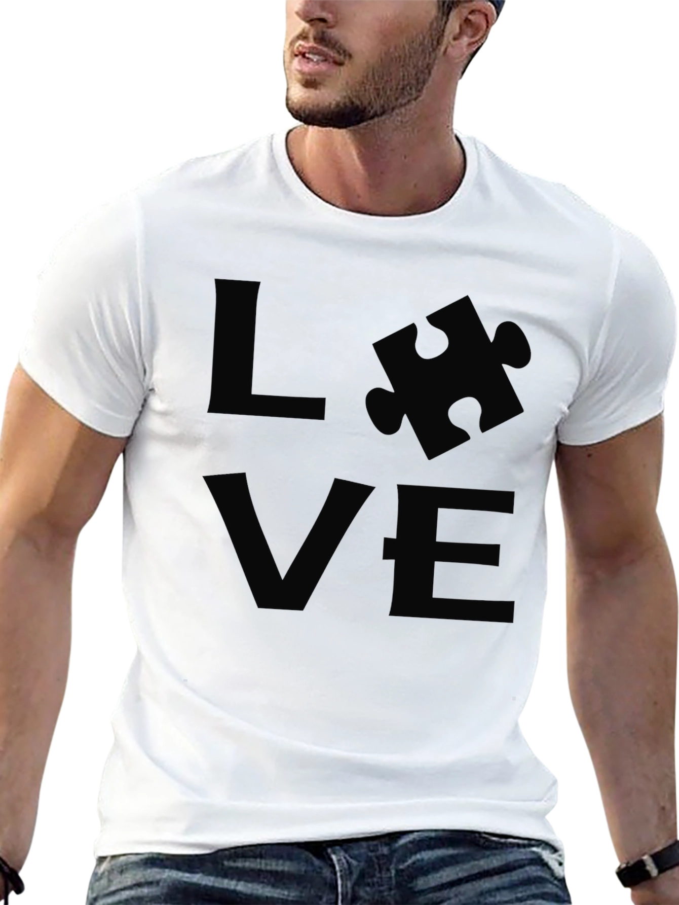 Love Puzzle Piece Black T-Shirt