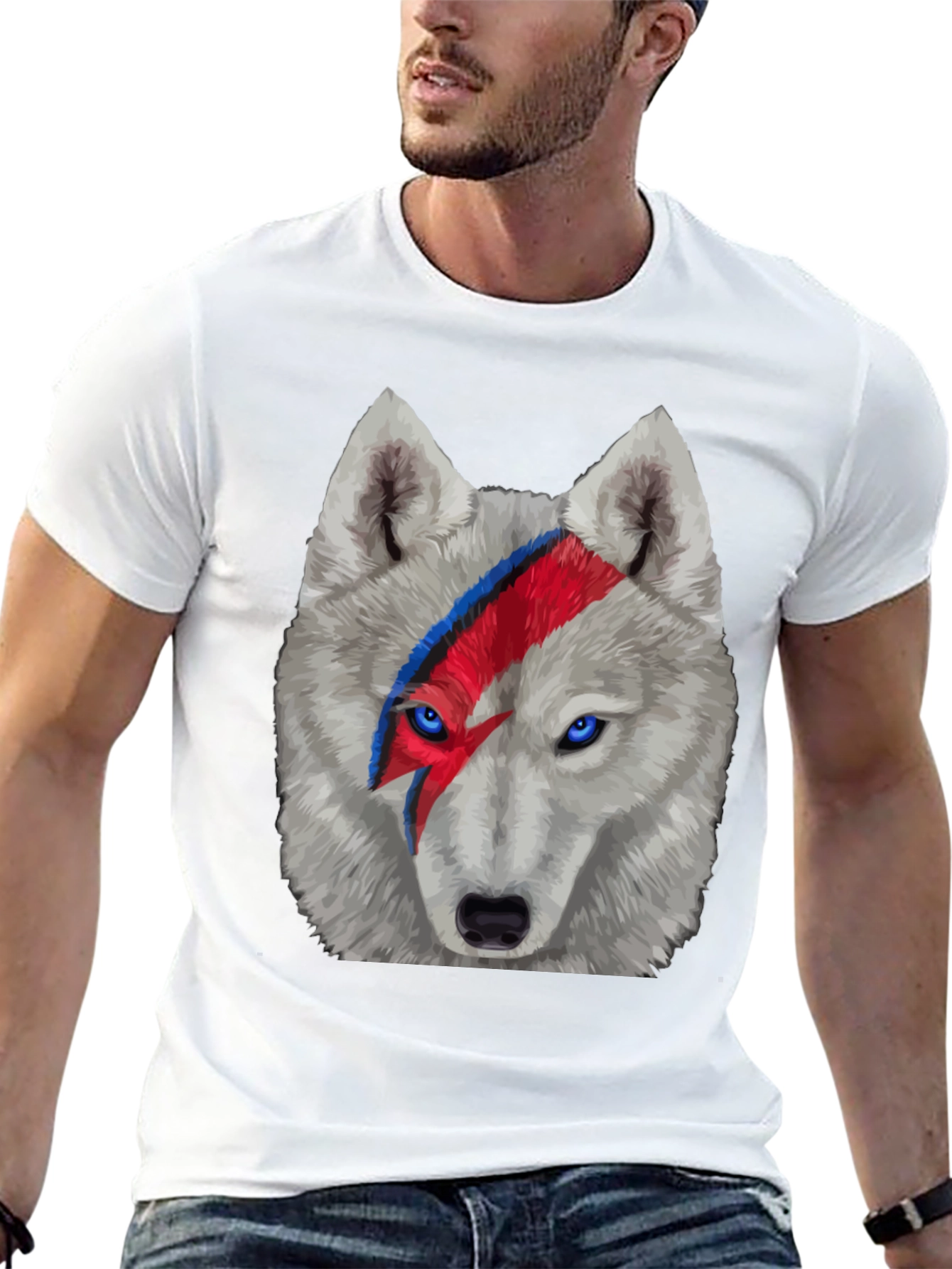 Wolf Bowie T-Shirt - Lightning Bolt Face
