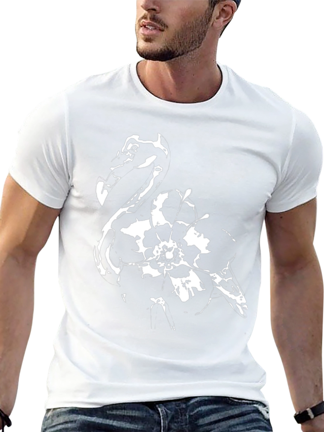 Abstract Flamingo Graphic Black T-Shirt
