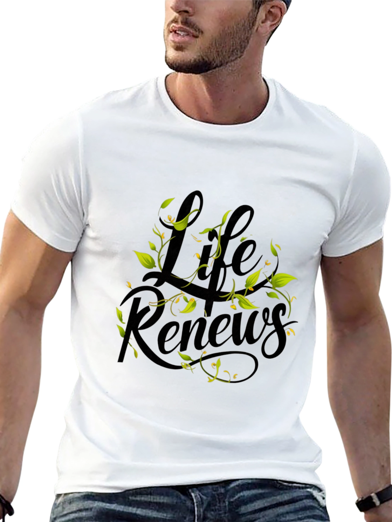 Life Renews Graphic Print Black T-Shirt