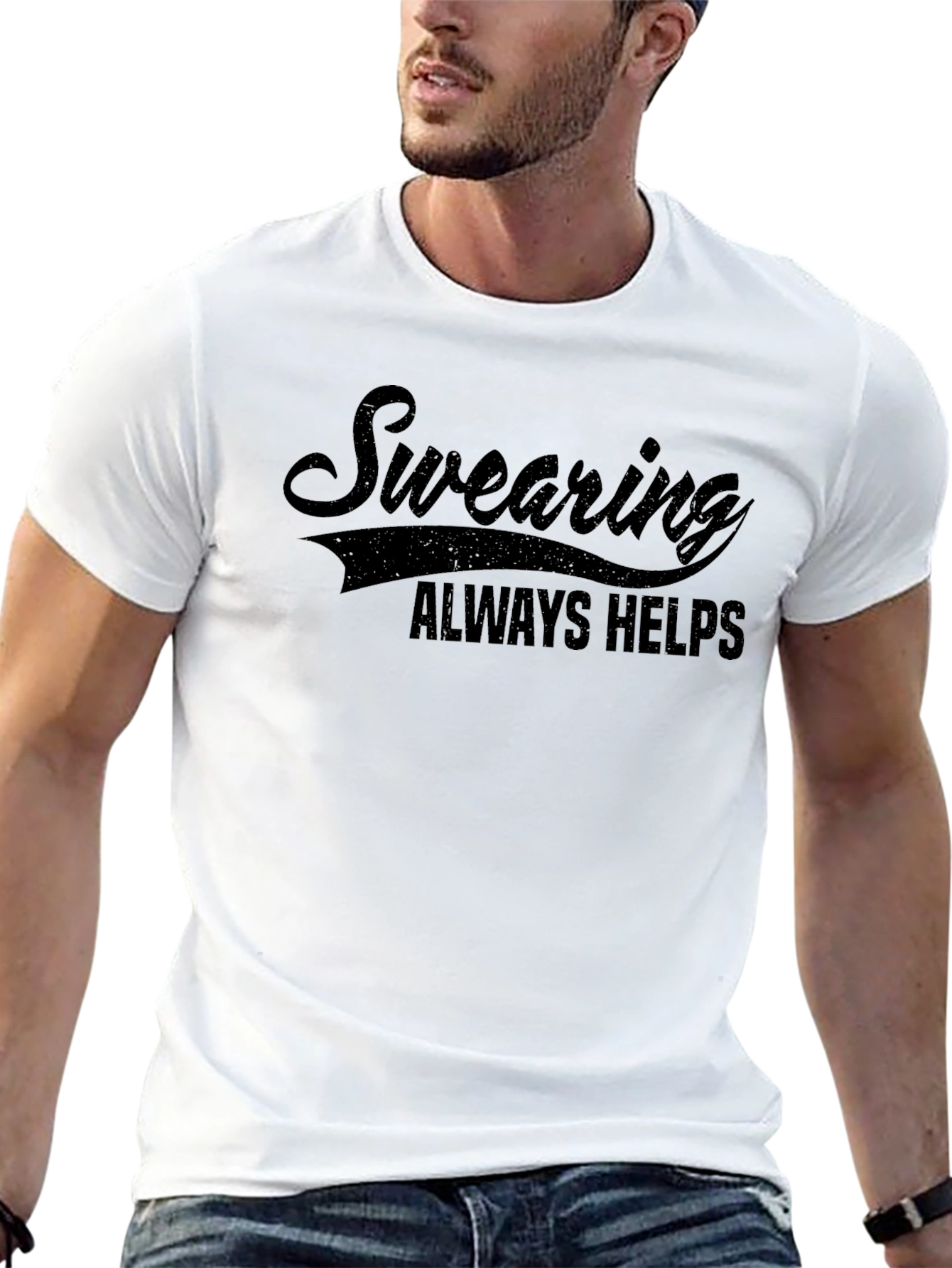 Swearing Always Helps Black Graphic T-Shirt