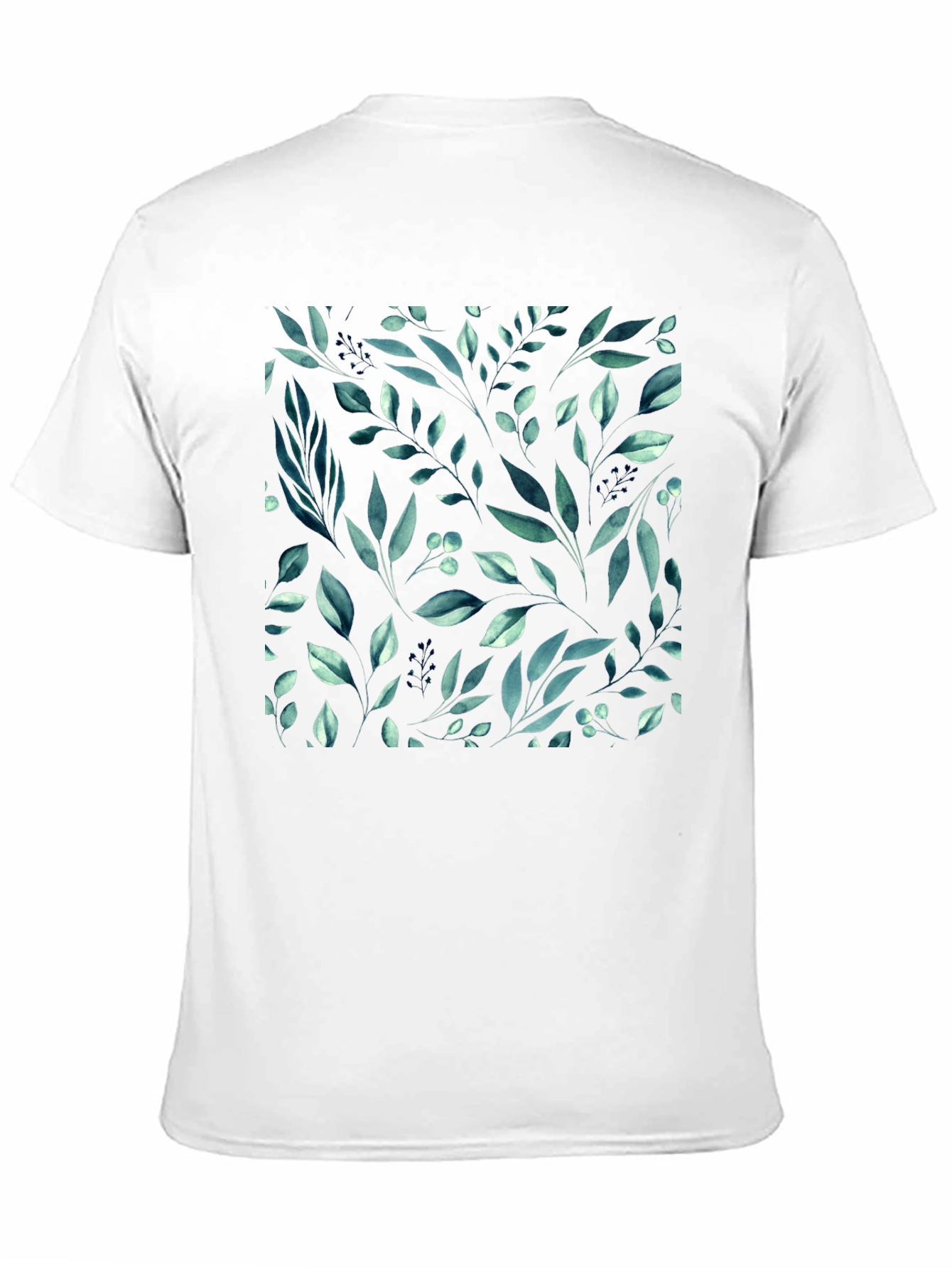 Botanical Leaf Pattern Black T-Shirt