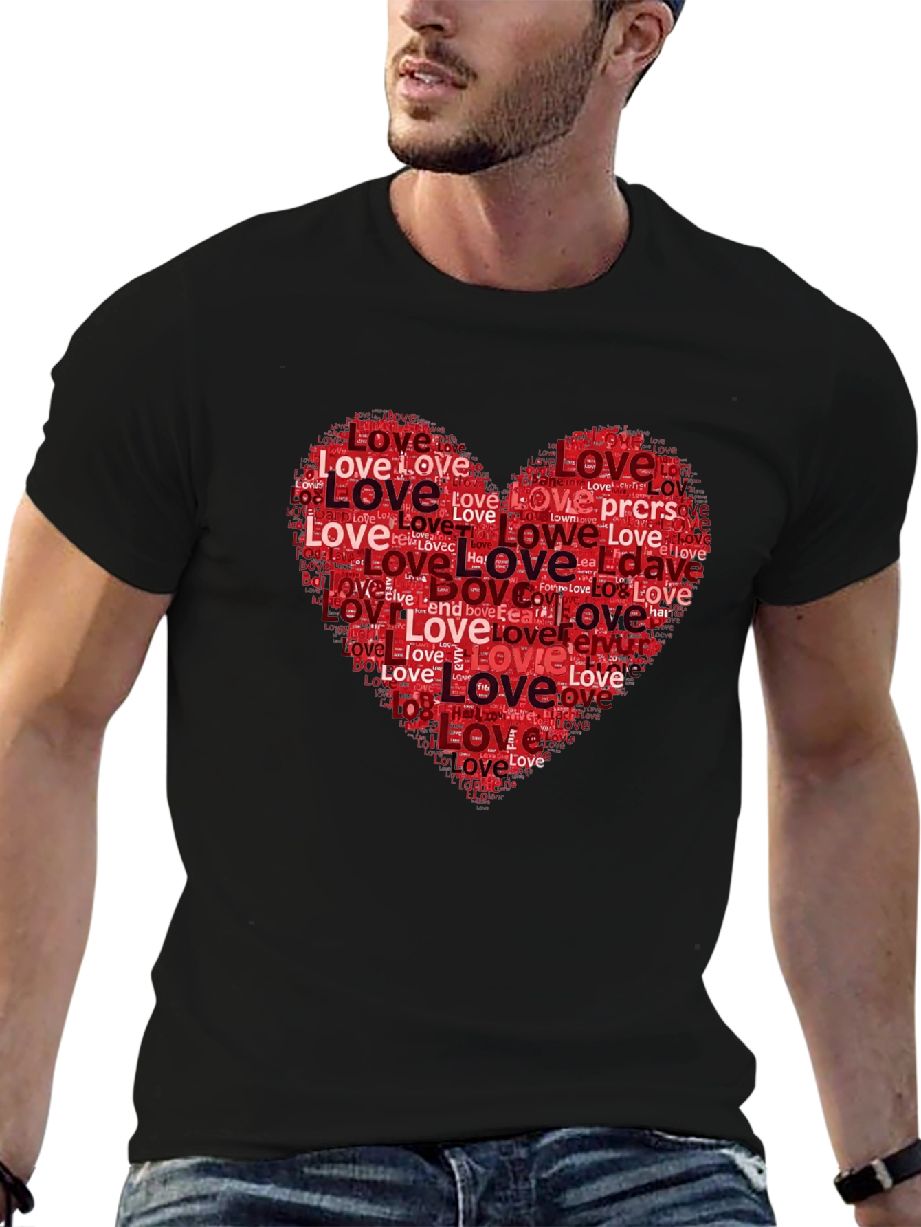 Love Heart Word Art Graphic Tee