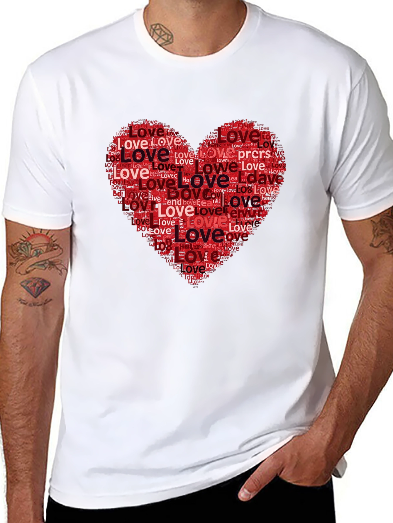 Love Heart Word Art Graphic Tee
