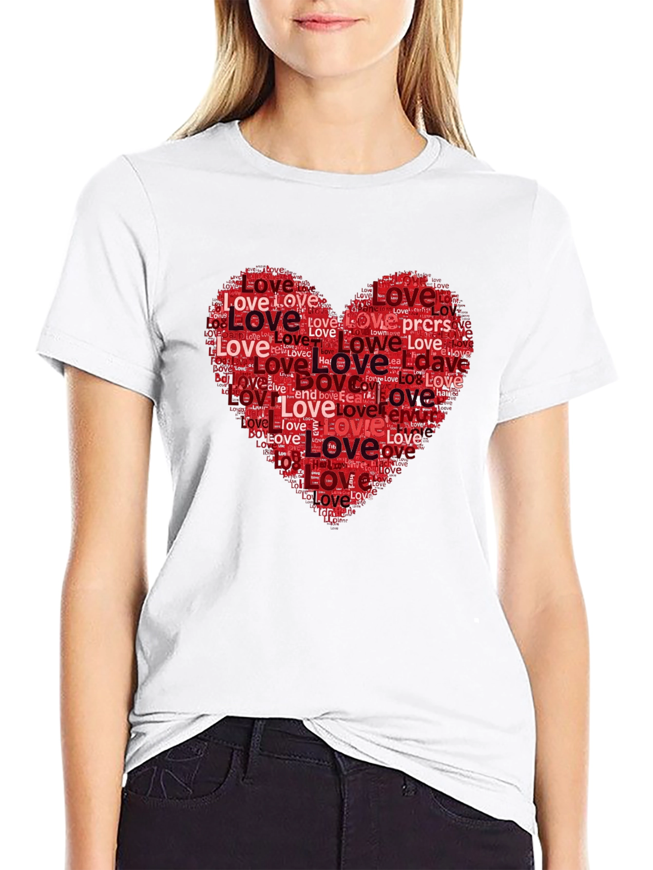 Love Heart Word Art Graphic Tee