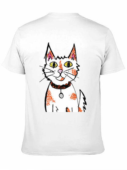 Cartoon Cat Graphic Print Black T-Shirt