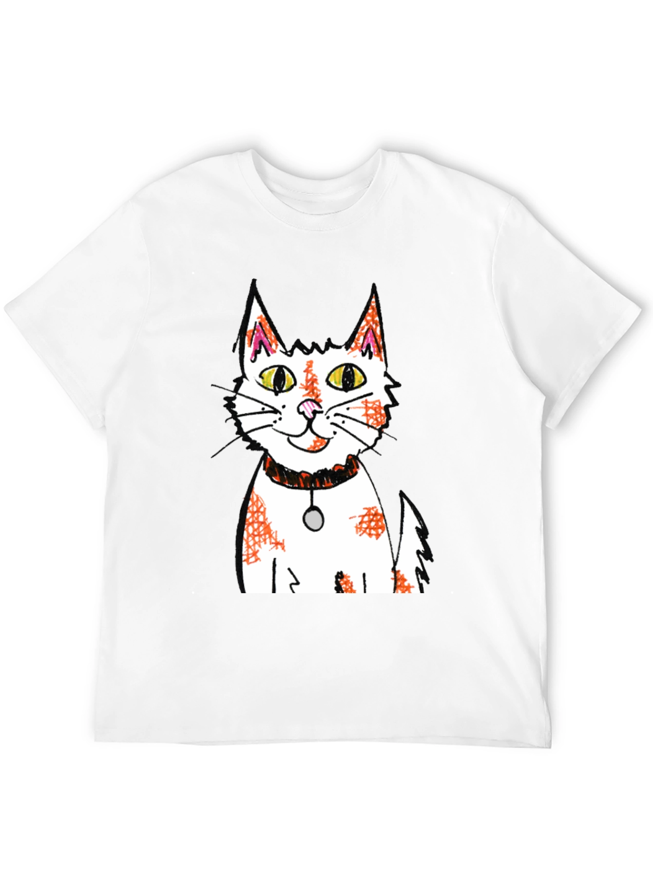 Cartoon Cat Graphic Print Black T-Shirt