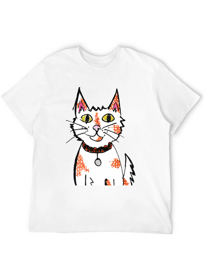 Cartoon Cat Graphic Print Black T-Shirt