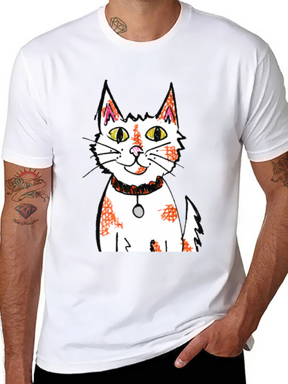 Cartoon Cat Graphic Print Black T-Shirt