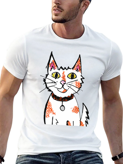 Cartoon Cat Graphic Print Black T-Shirt