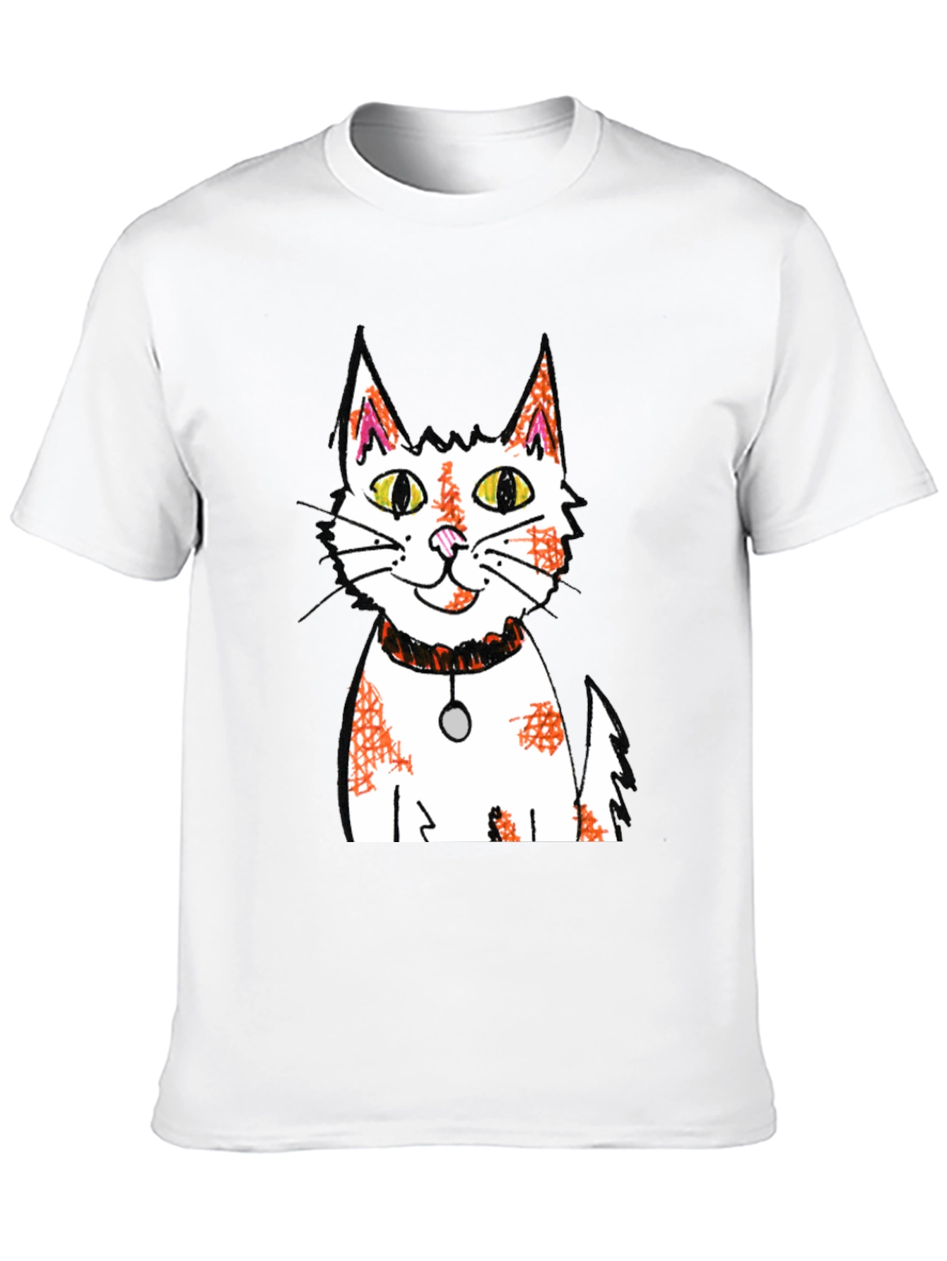 Cartoon Cat Graphic Print Black T-Shirt