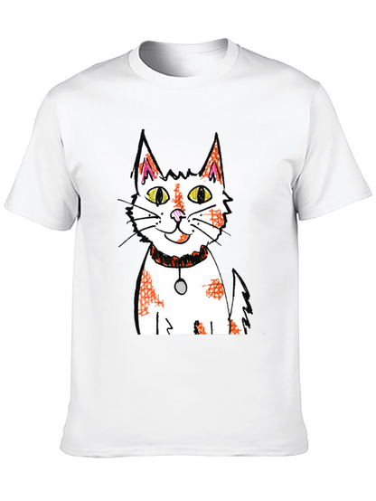 Cartoon Cat Graphic Print Black T-Shirt