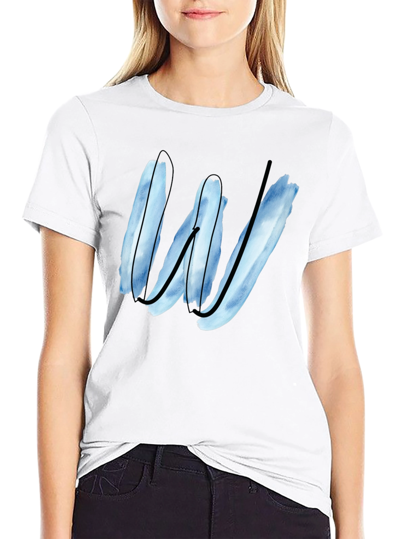 Abstract W Graphic Tee - Modern Black T-Shirt