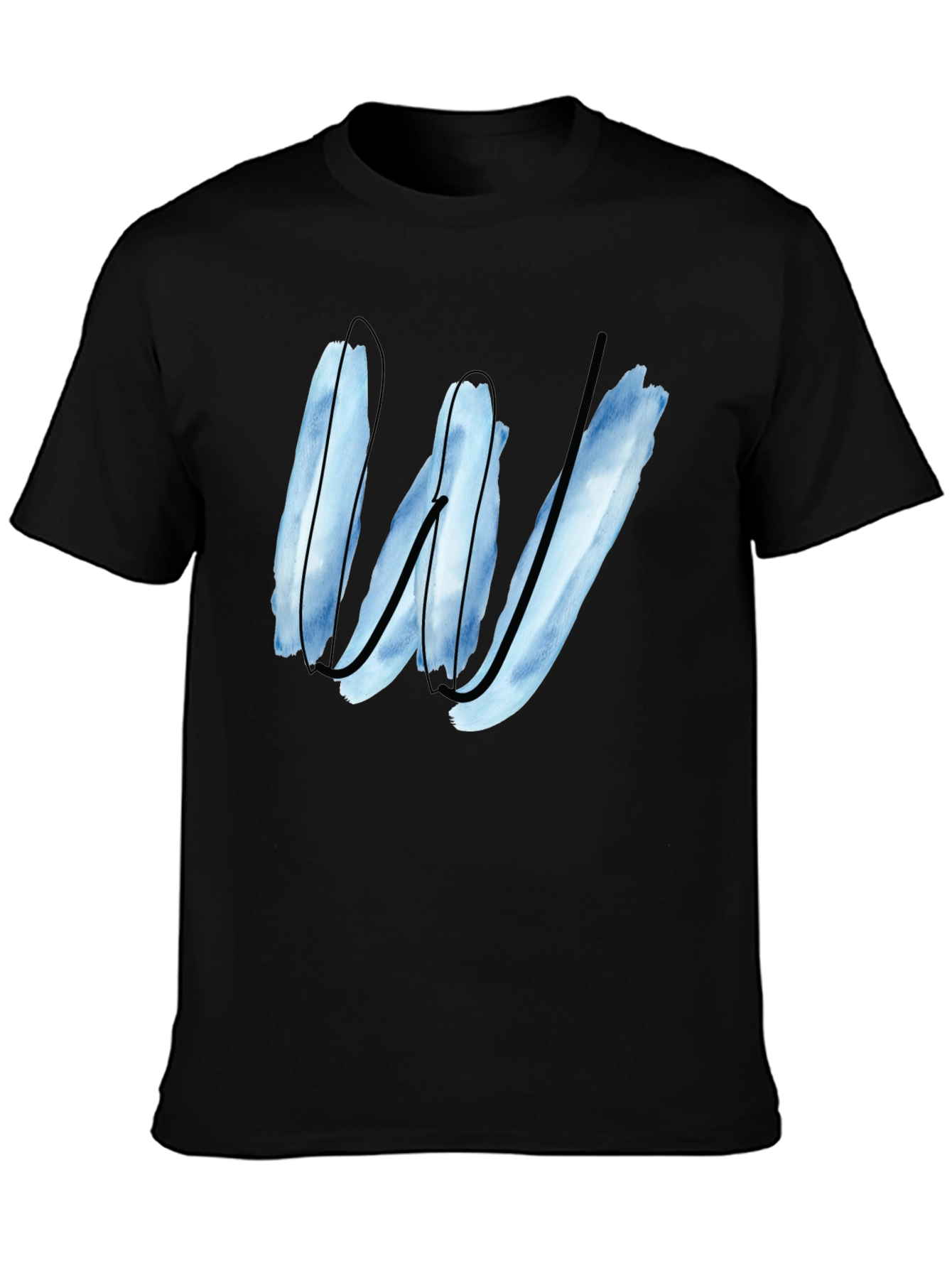 Abstract W Graphic Tee - Modern Black T-Shirt