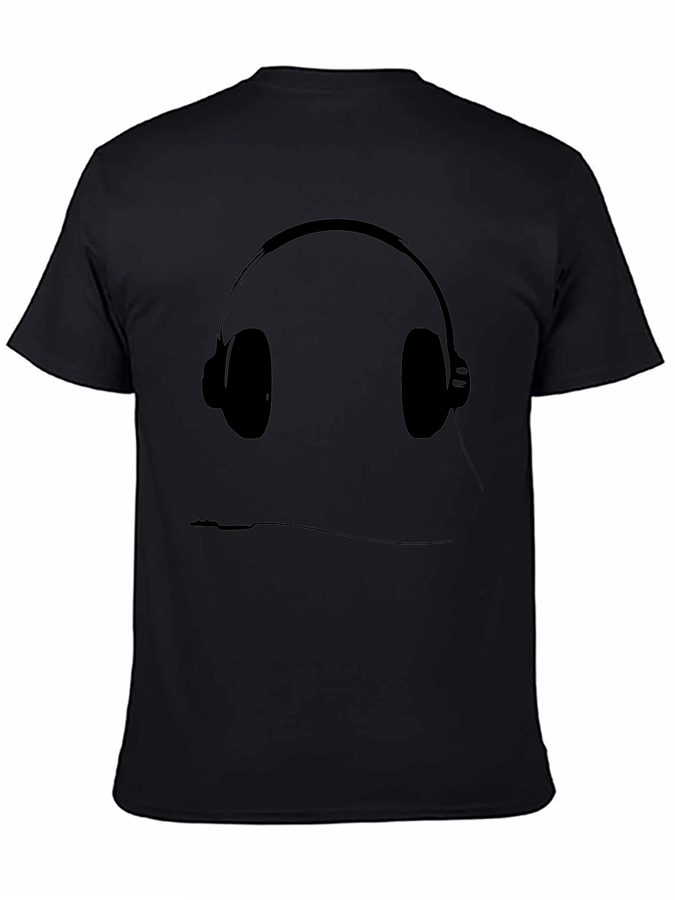 Black T-Shirt with Headphone Graphic