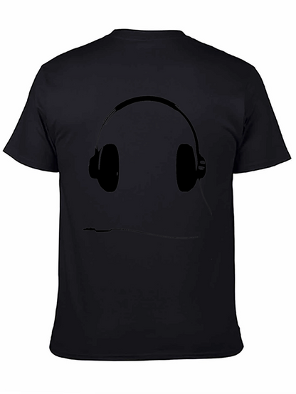 Black T-Shirt with Headphone Graphic