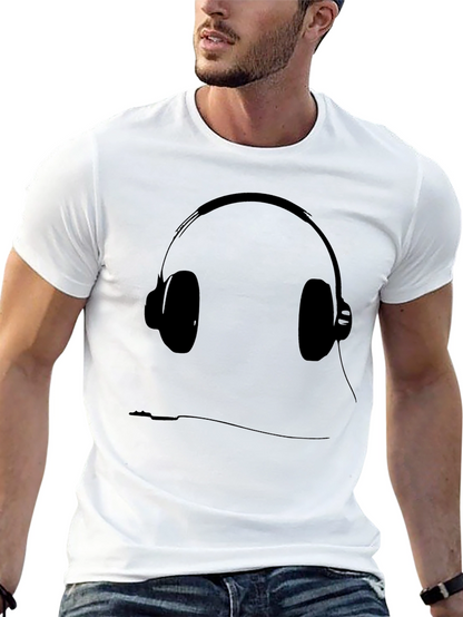 Black T-Shirt with Headphone Graphic