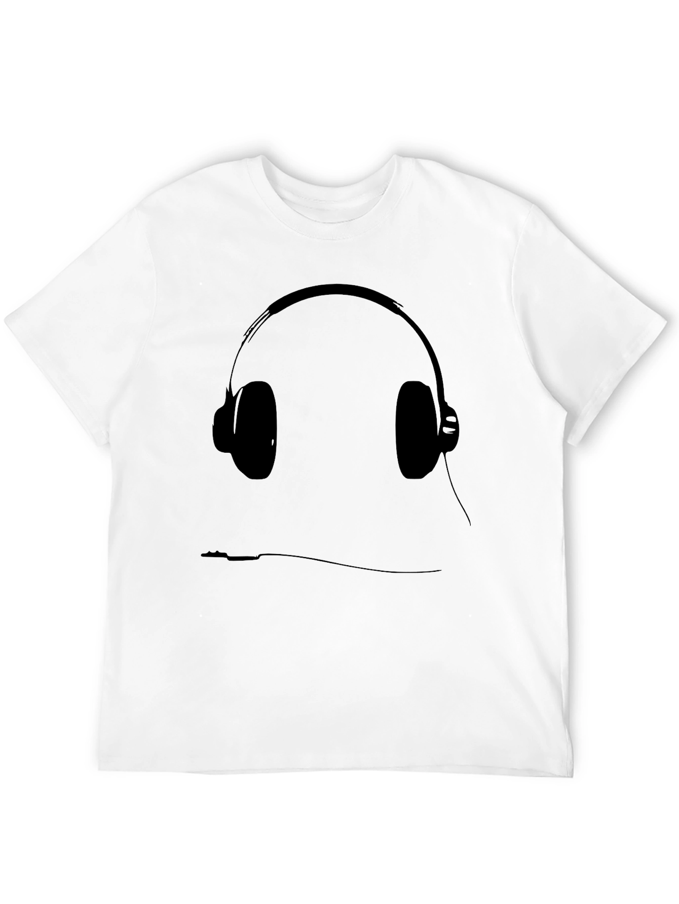 Black T-Shirt with Headphone Graphic