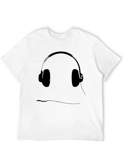 Black T-Shirt with Headphone Graphic