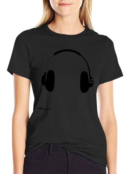 Black T-Shirt with Headphone Graphic