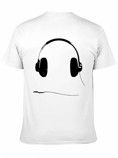 Black T-Shirt with Headphone Graphic