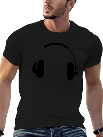 Black T-Shirt with Headphone Graphic
