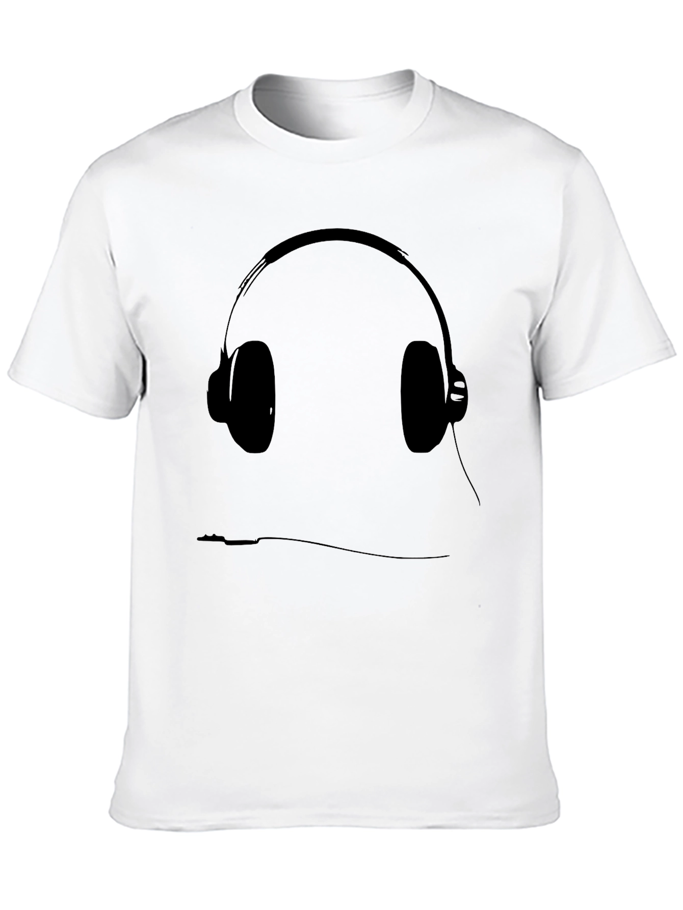 Black T-Shirt with Headphone Graphic