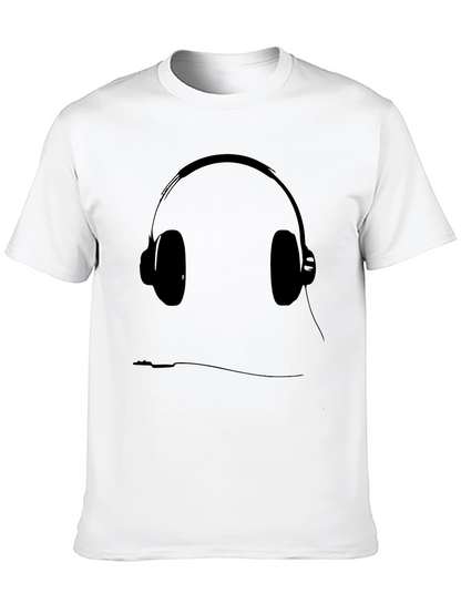 Black T-Shirt with Headphone Graphic