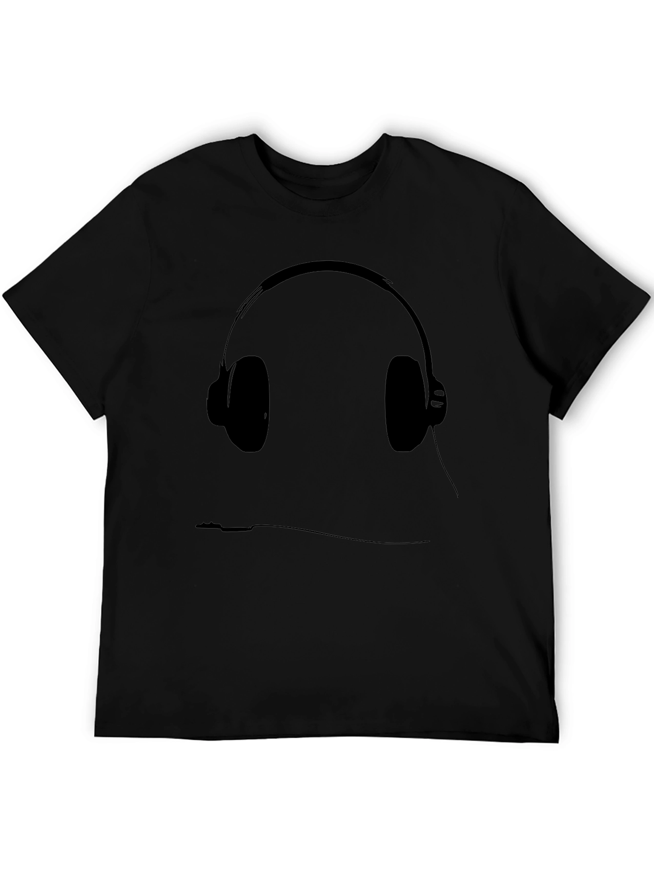 Black T-Shirt with Headphone Graphic