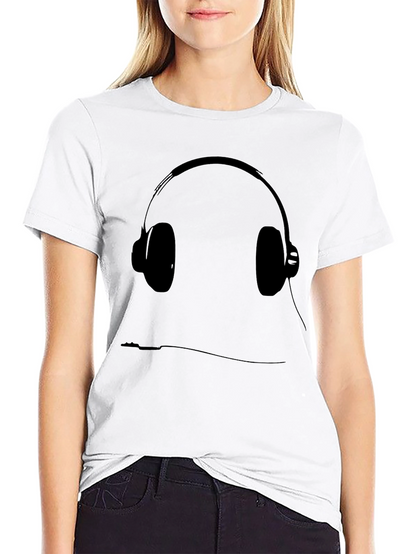 Black T-Shirt with Headphone Graphic