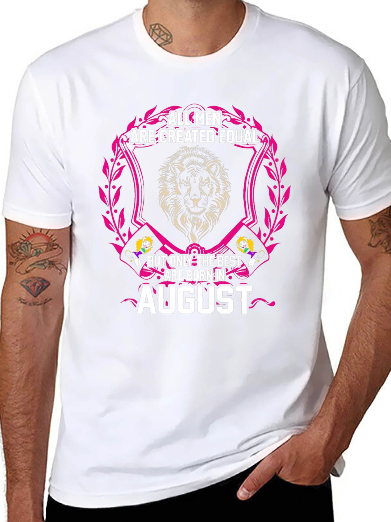 August Mens T-Shirt - Lion Design