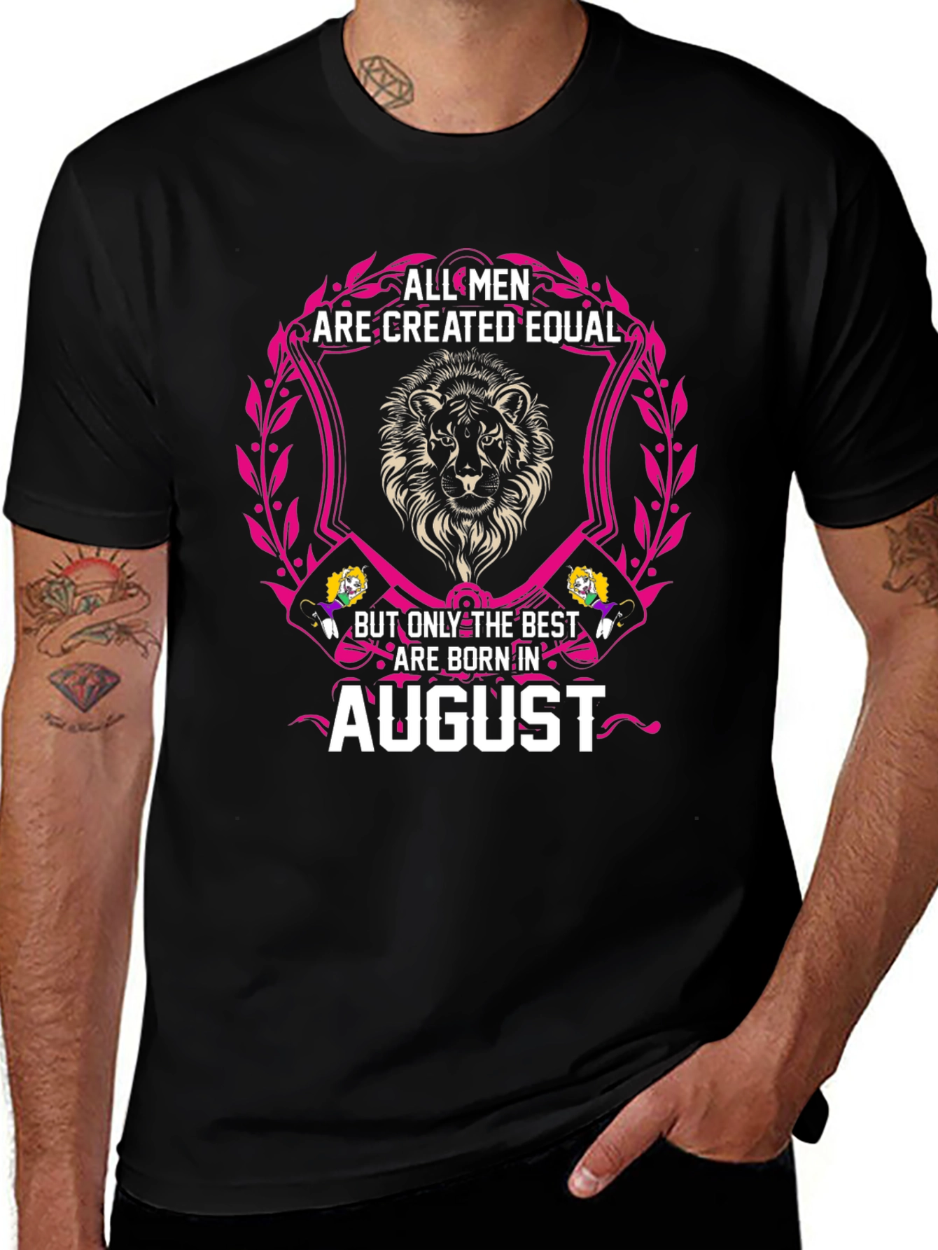 August Mens T-Shirt - Lion Design