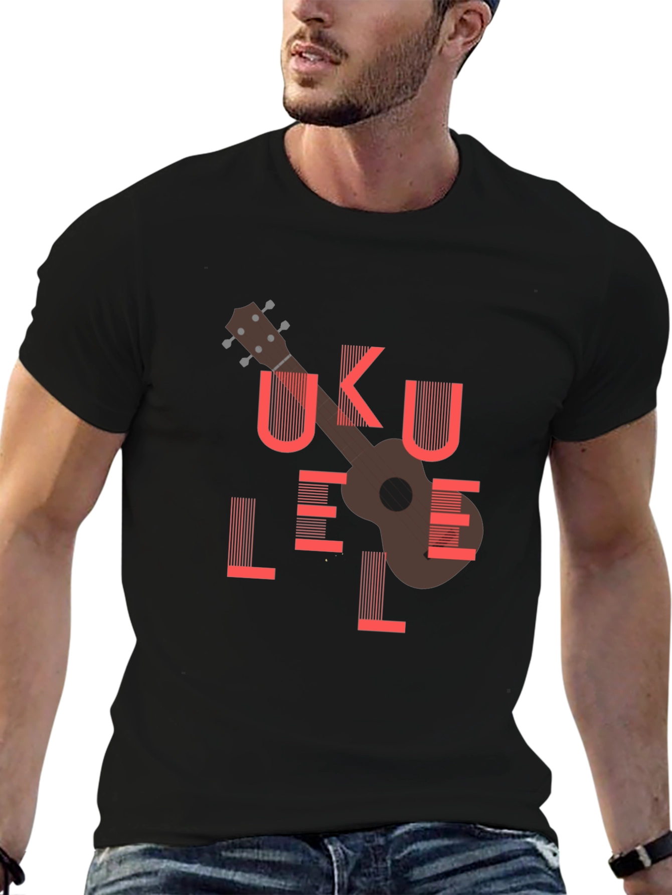 Ukulele Graphic Tee - Black