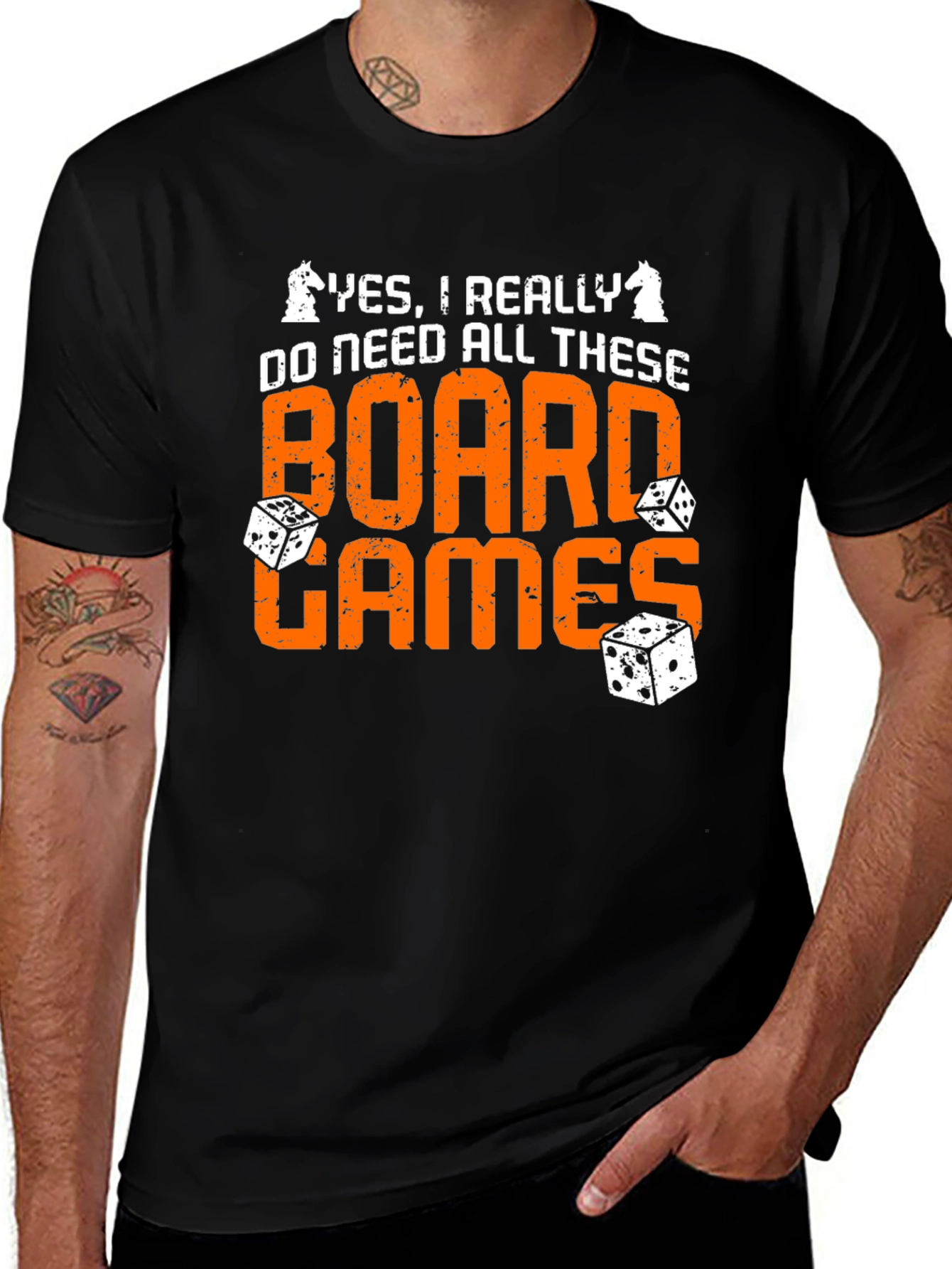 Board Games Graphic Tee - Chess & Dice Design