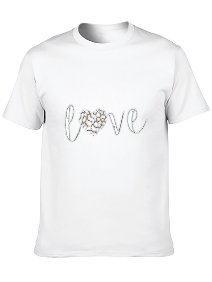 Love Leopard Print Heart Graphic Tee - Black